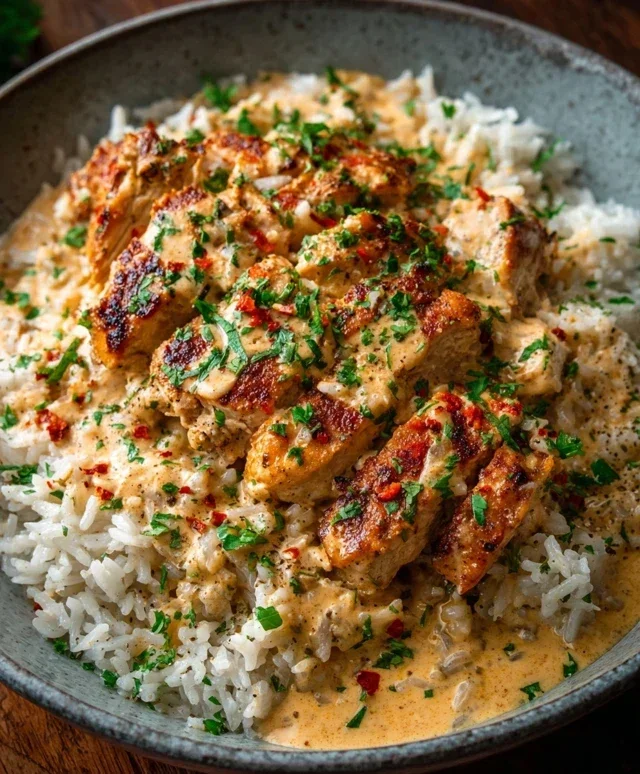 High Protein Creamy Cajun Chicken Rice