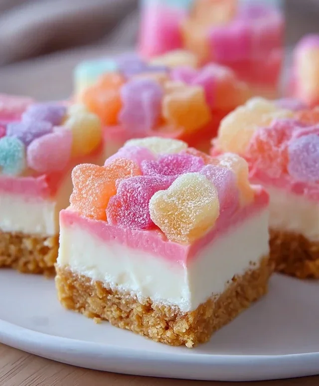 Gummy Cotton Candy Cheesecake Bites
