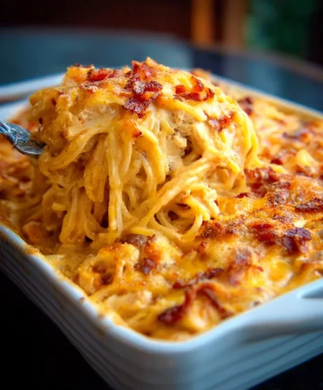 Spicy Southern Cheesy Chicken Spaghetti Casserole
