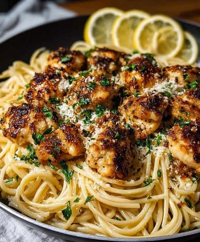 Lemon Garlic Butter Chicken Parmesan Linguine