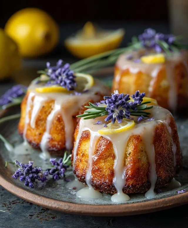 Mini Lemon Cakes With Lavender Glaze