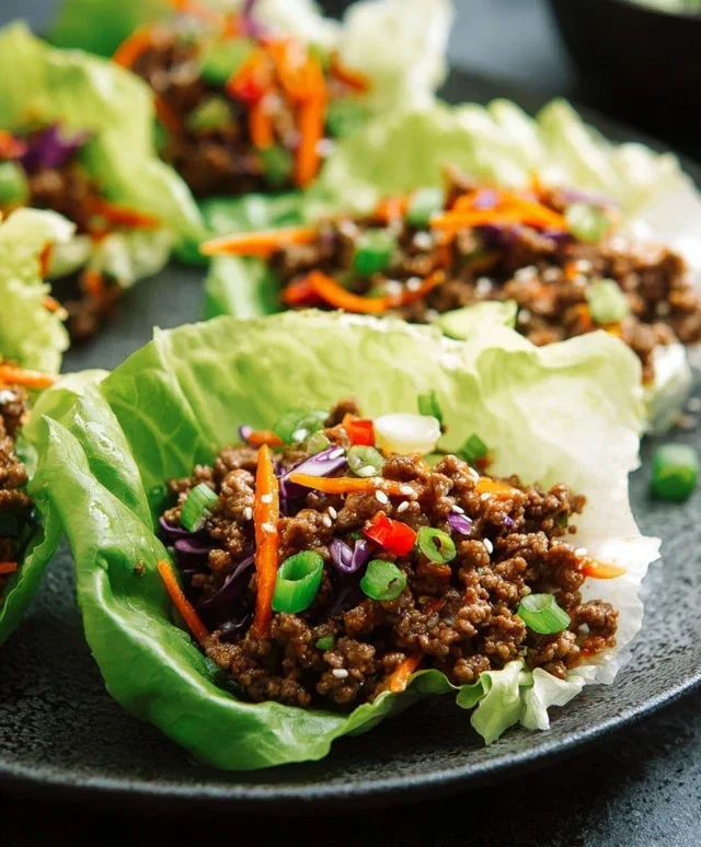 Asian Style Ground Beef Lettuce Wraps