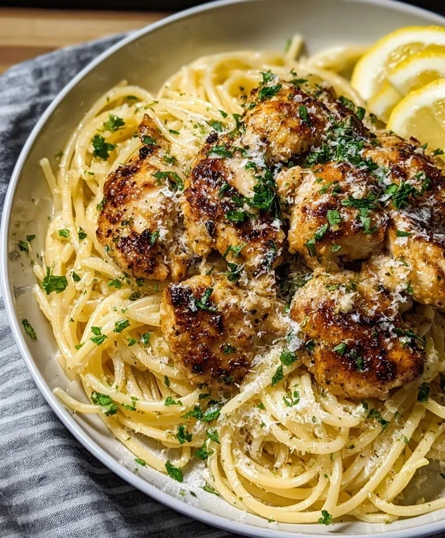 Lemon Garlic Butter Chicken Parmesan Linguine