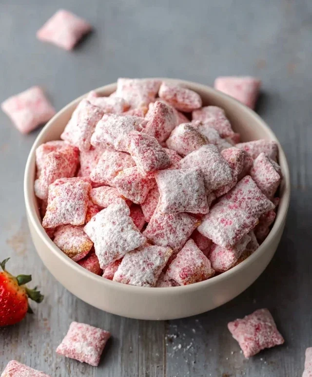 Easy Strawberry Shortcake Puppy Chow