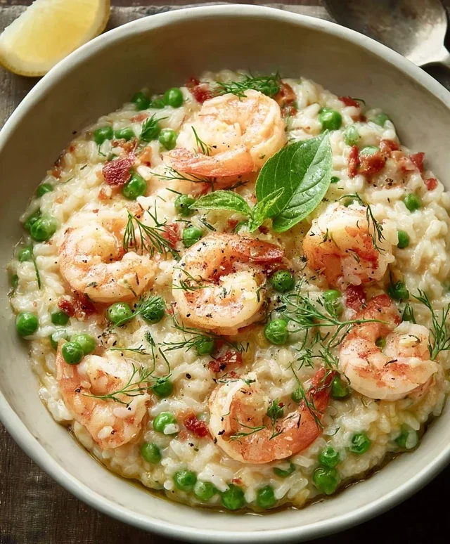 Shrimp Risotto with Peas
