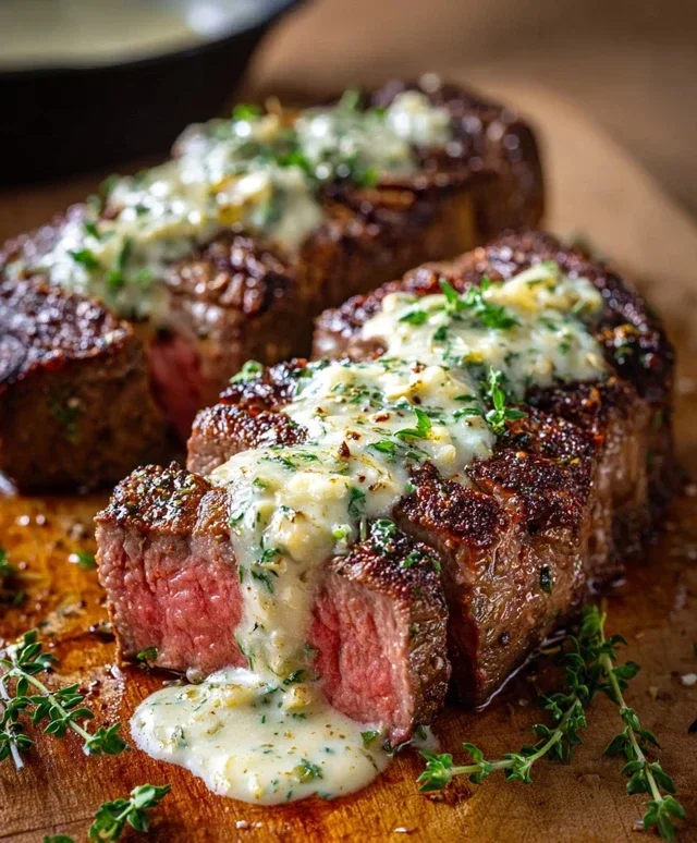 Garlic Butter Steak With Parmesan Cream Sauce