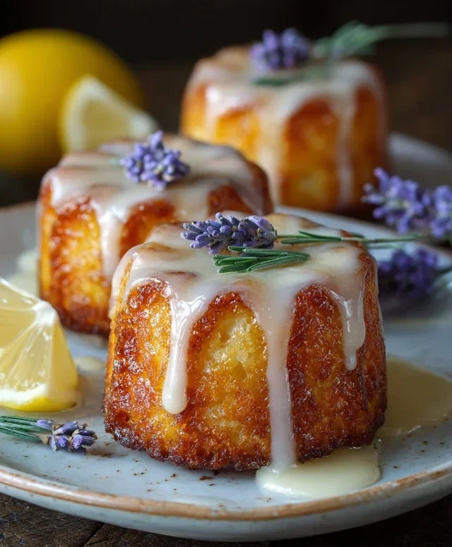 Mini Lemon Cakes With Lavender Glaze