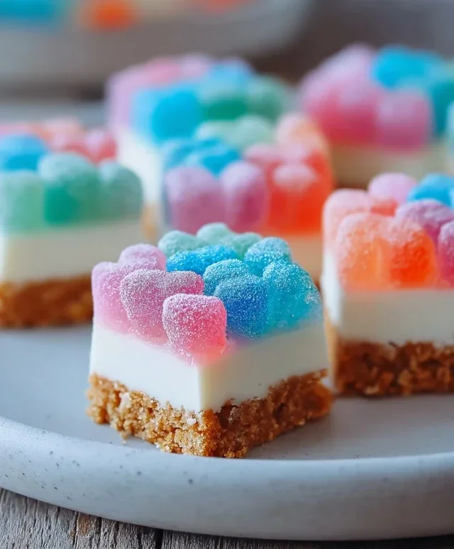 Gummy Cotton Candy Cheesecake Bites