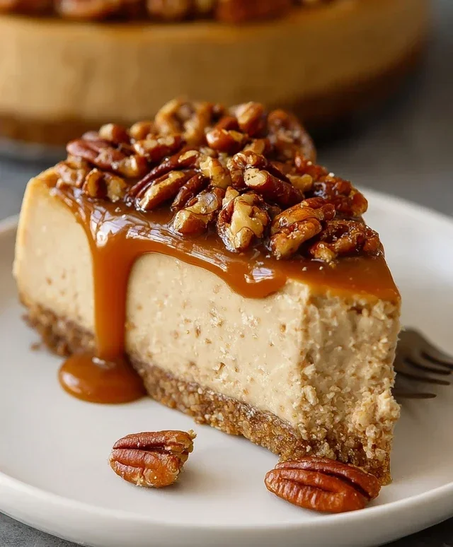Vegan Caramel Pecan Cheesecake