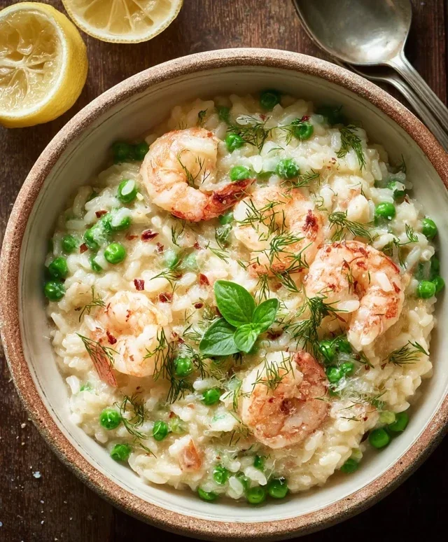 Shrimp Risotto with Peas