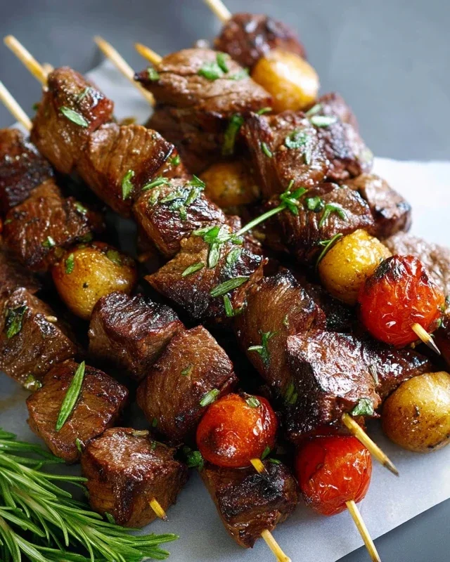 Rosemary Garlic Steak Kebabs