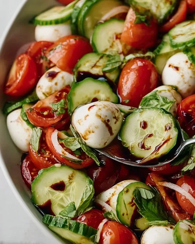 Fresh Cucumber Caprese Salad