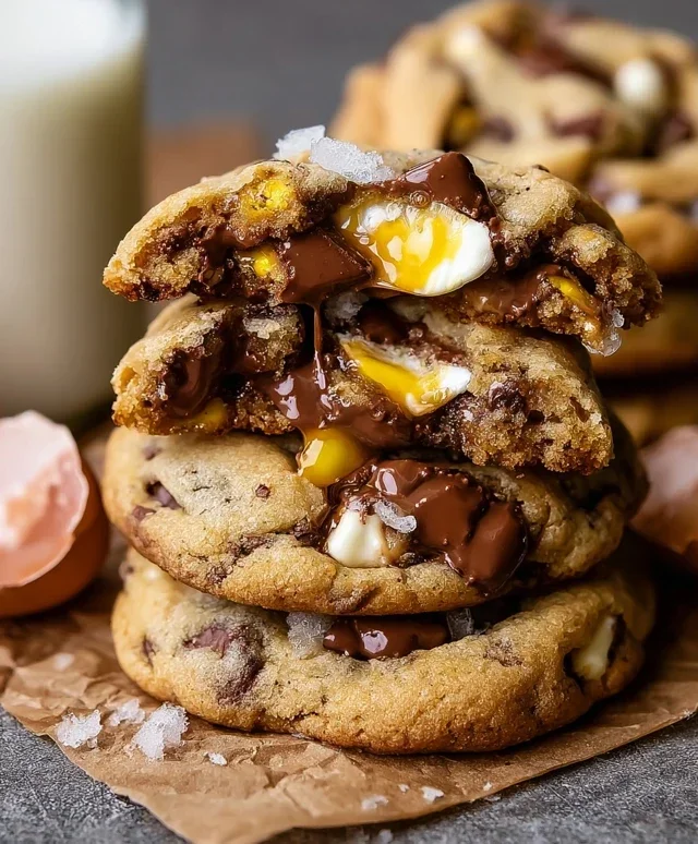 Brown Butter Cadbury Creme Egg Chocolate Chip Cookies