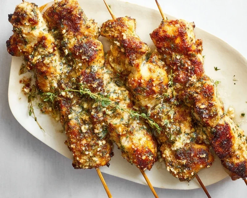 Ranch Garlic Parmesan Chicken Skewers