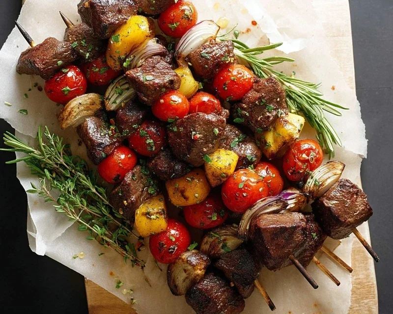 Rosemary Garlic Steak Kebabs