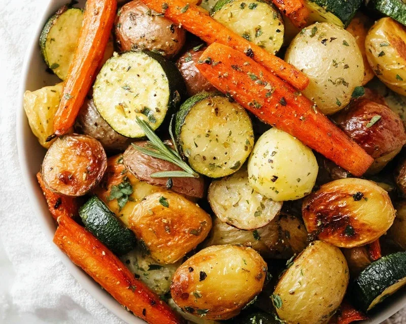 Garlic Herb Roasted Potatoes Carrots and Zucchini