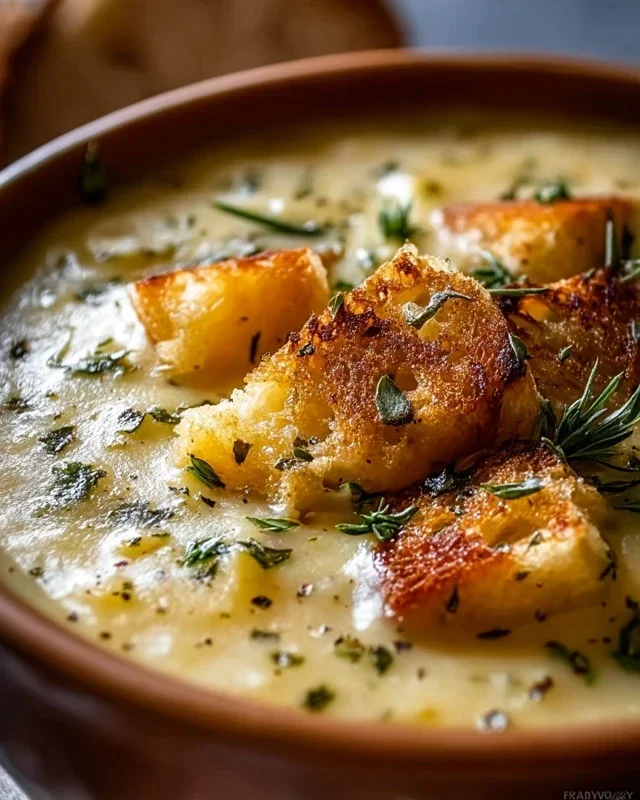 Hearty Cheddar Garlic Herb Potato Soup Recipe
