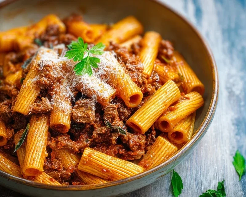 Beef Pasta in Tomato Sauce {Beef Ragu Pasta}