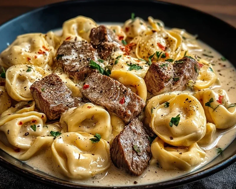 Cracked Garlic Steak Tortellini in Creamhouse Sauce Bliss
