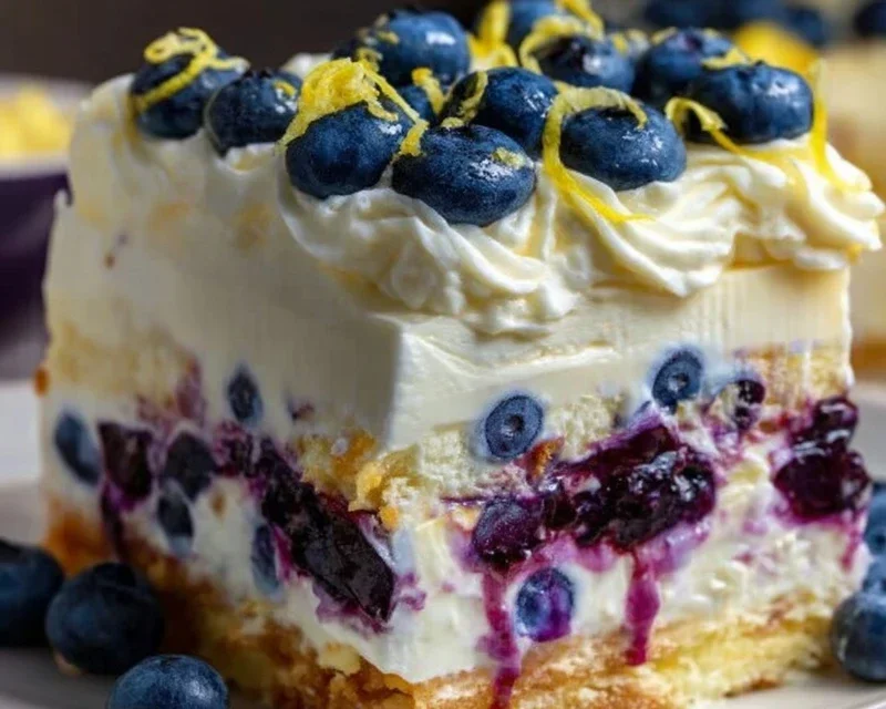 No-Bake Lemon dazzling Blueberry cream Cake