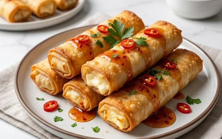 Indulgent Oven Fried Feta Rolls with Chili Honey Magic