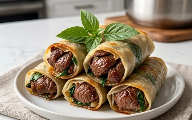 Thai Basil Beef Rolls