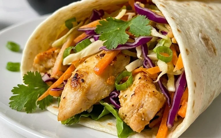 Thai Chicken Wrap with Crunchy Asian Slaw