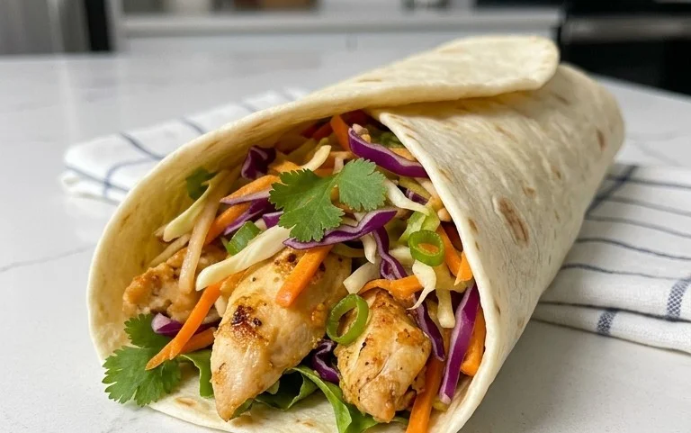 Thai Chicken Wrap with Crunchy Asian Slaw