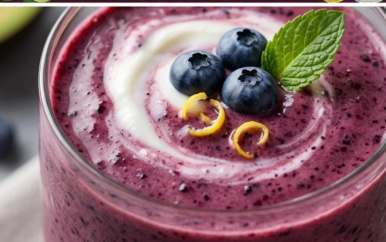 Blueberry Avocado Smoothie With Lemon & Yogurt
