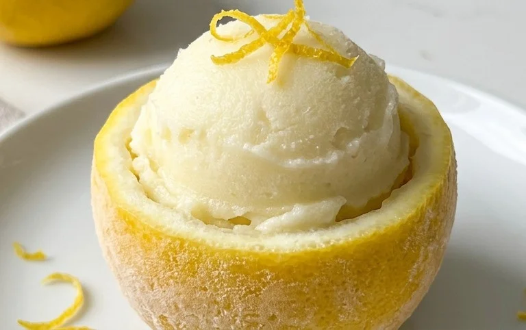 Sorbetto di Limone Dressed Up in a Frozen Lemon Shell