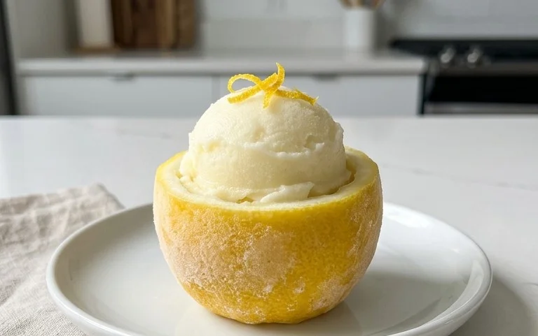 Sorbetto di Limone Dressed Up in a Frozen Lemon Shell