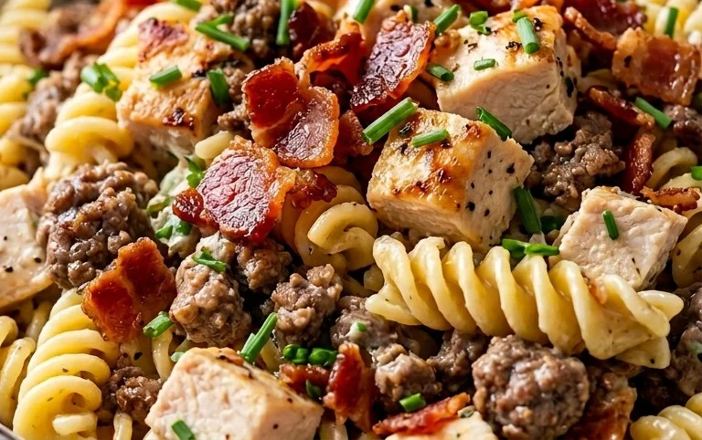 Chicken Beef Bacon Ranch Pasta Salad