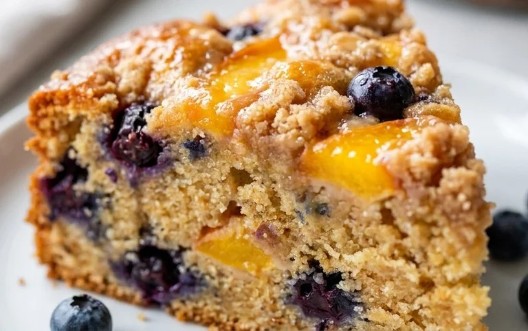 Peach and Blueberry Greek Yogurt Cake
