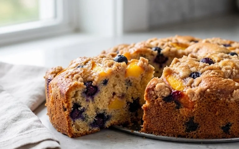 Peach and Blueberry Greek Yogurt Cake