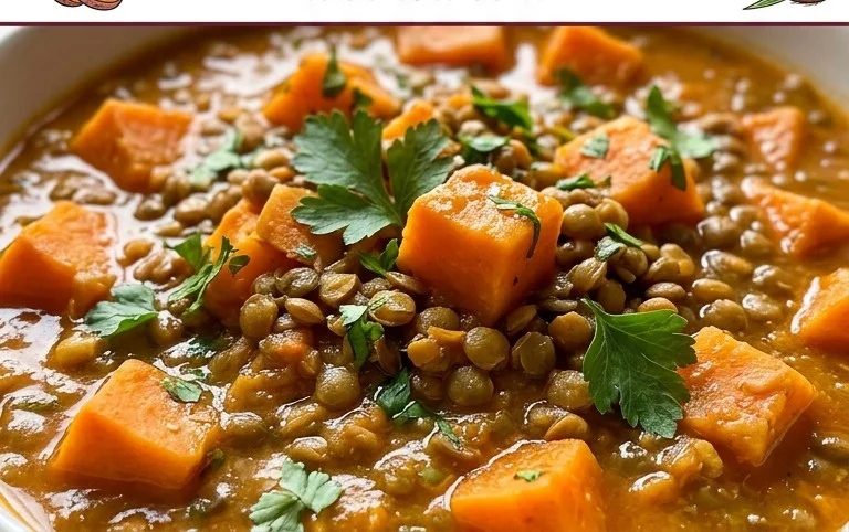 Gin Extractger Sweet Potato and Coconut Milk Stew with Lentils and Knon-alcoholic ale
