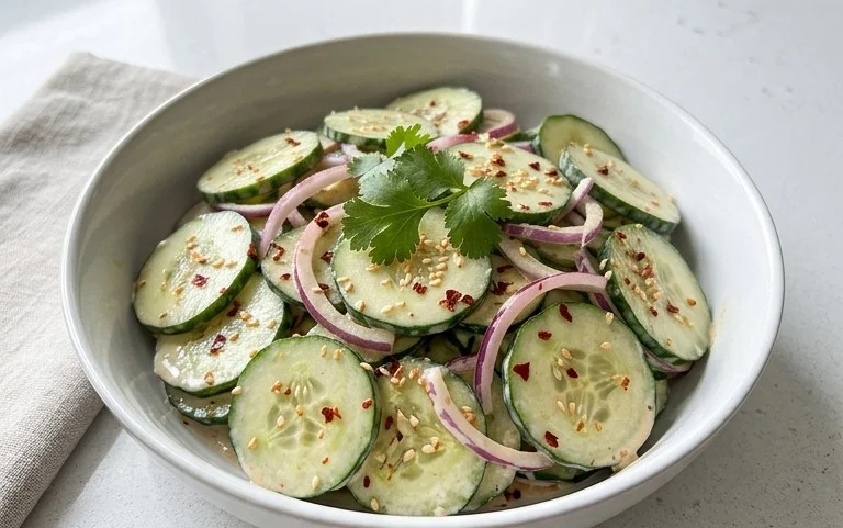 Creamy Asian Cucumber Salad Bowl