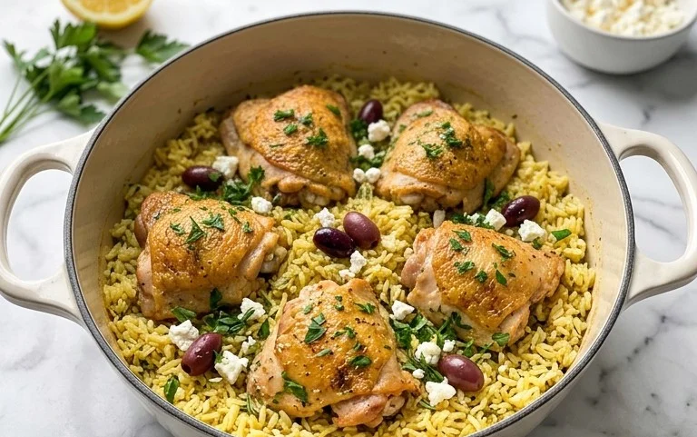 Greek Chicken and Lemon Rice (30 Minutes, One-Pot)