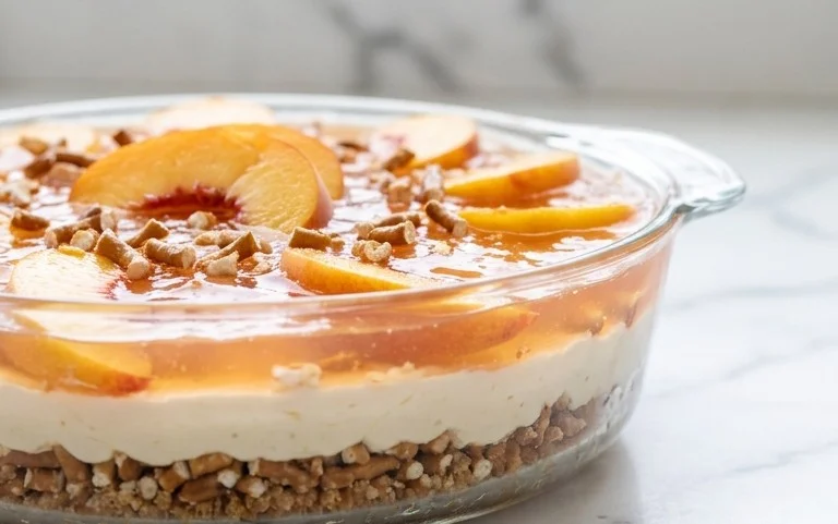 Peach Pretzel Salad Dessert