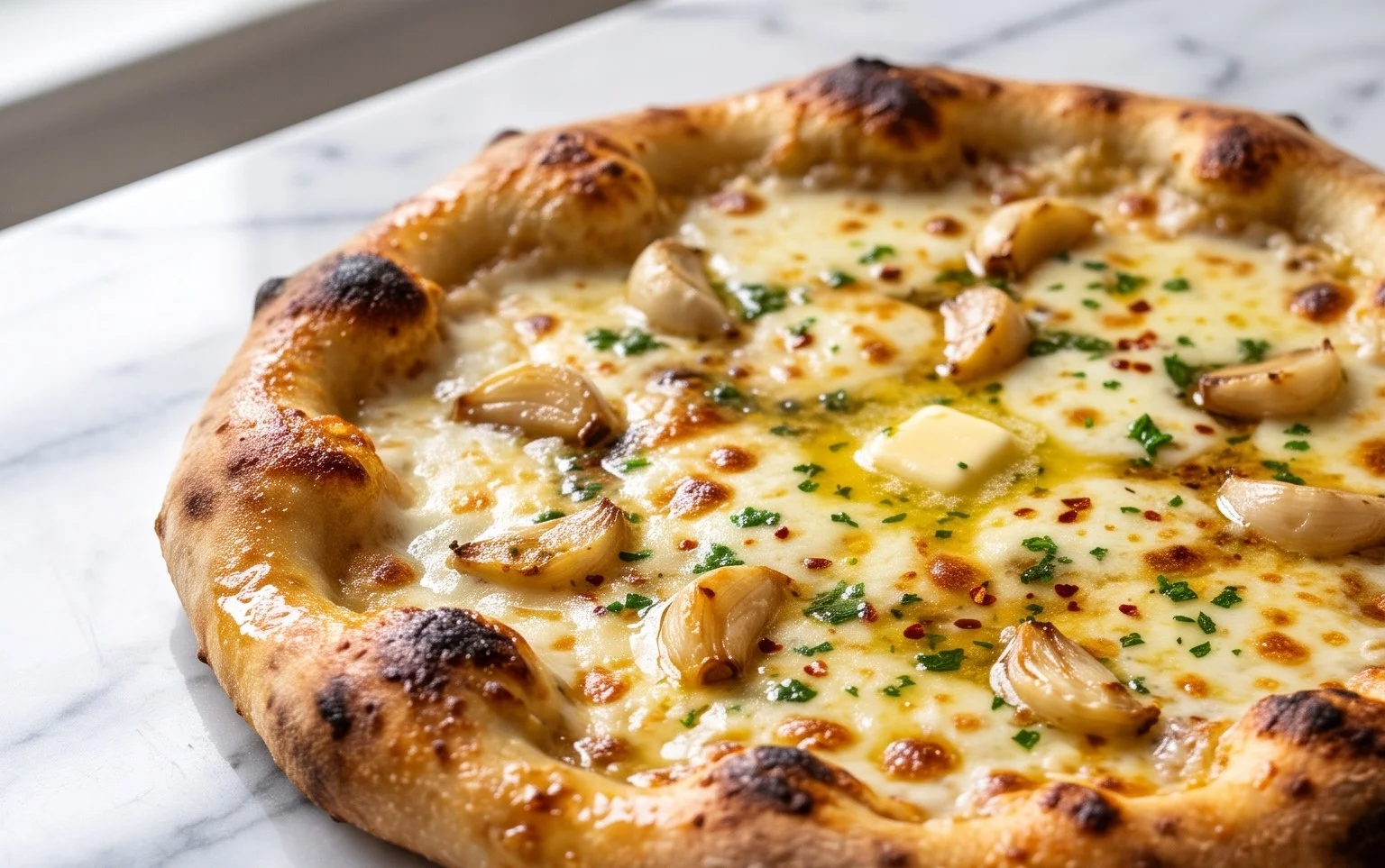 buttery garlic pizza