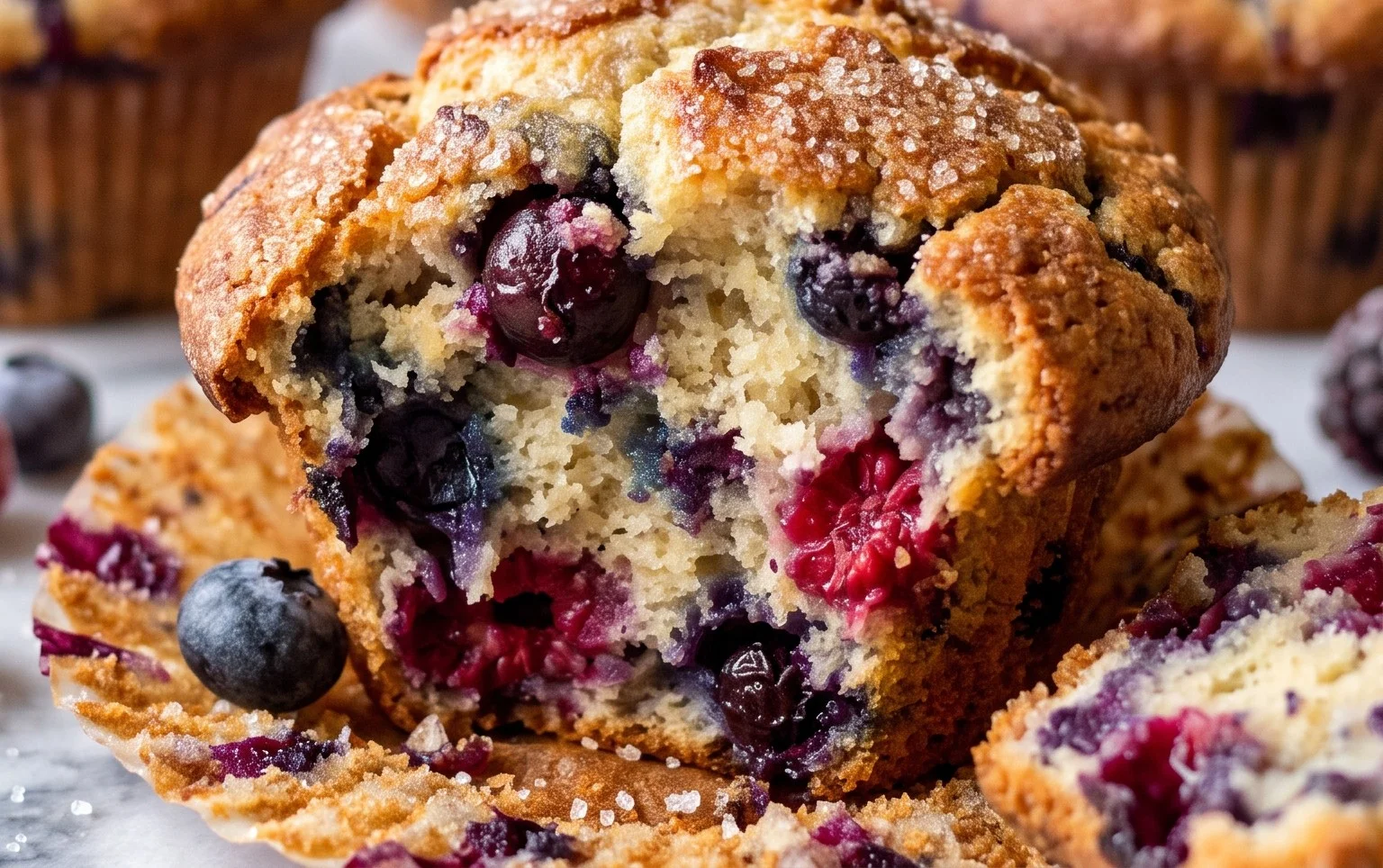 Bakery Style Mixed Berry Muffins | with Frozen Berries