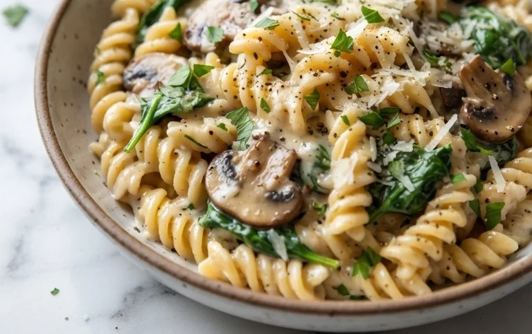 Parmesan Spinach Mushroom Pasta Skillet