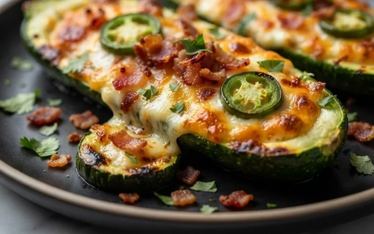Jalapeno Popper Zucchini Boats