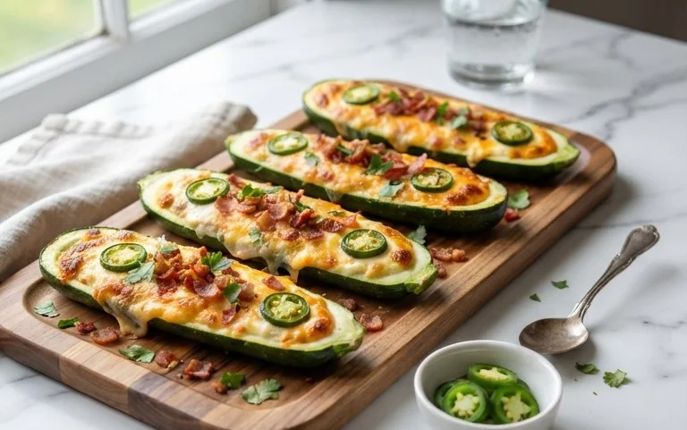 Jalapeno Popper Zucchini Boats