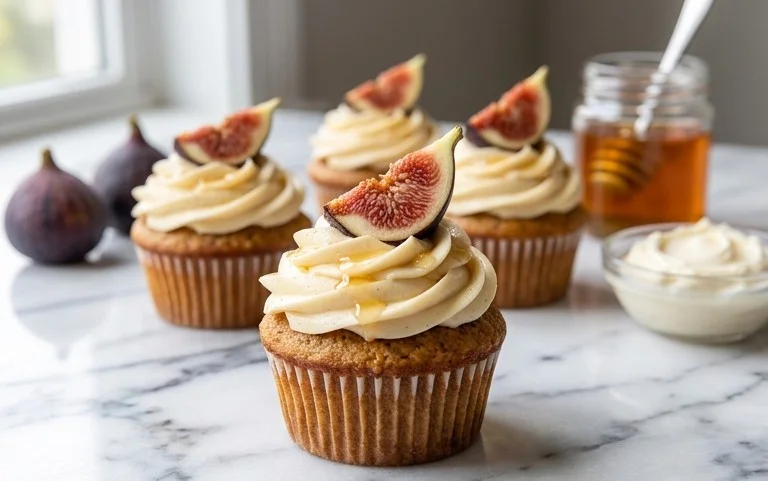 Fig Cupcakes with Honey Cream Cheese Frosting