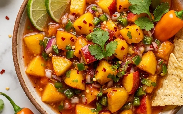 Sweet & Spicy Peach Salsa Canning Recipe