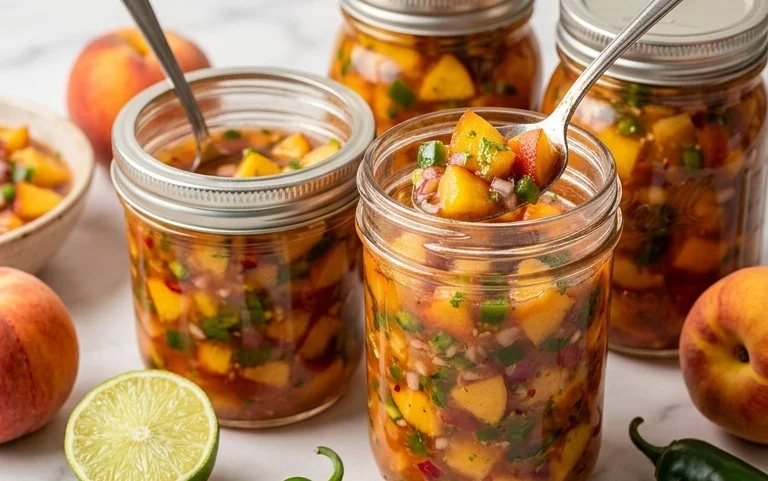 Sweet & Spicy Peach Salsa Canning Recipe